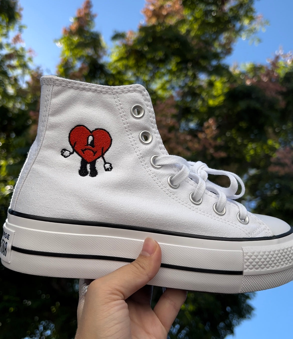 Bad Bunny Valentines Day Heart Band Low Tap - Custom Converse Shoes –  BlvdCustom